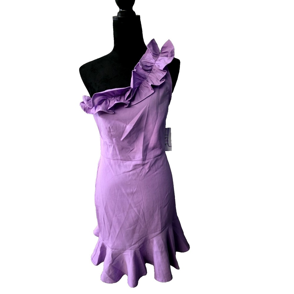 TCEC Asymmetrical One‎ Shoulder Ruffle Dress Size Medium Lavender CD01911